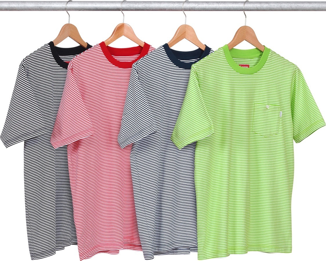Thin Striped Pocket Tee